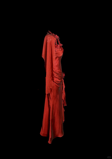 Mermaid Halter Neckline Red Satin Prom Dress Ruffle Long Party Dress SD2912 HZ0628